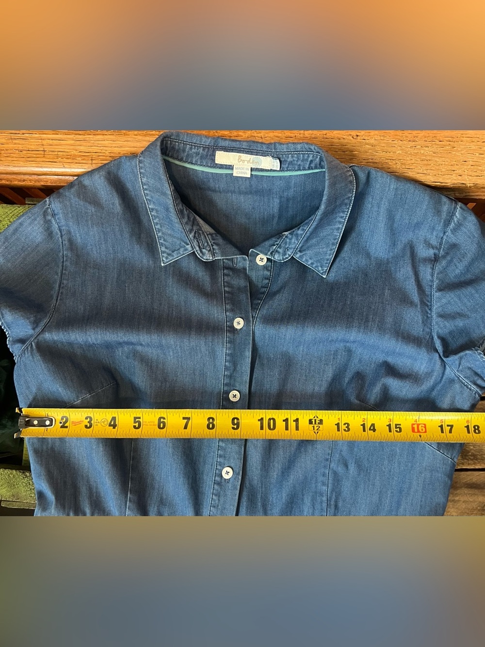 Boden Blue Button-Front Shirt Cotton Denim Dress - Picture 9 of 12